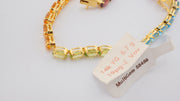 14K Gold Multicolor Gemstones Rainbow Tennis Bracelet, alternate view 3