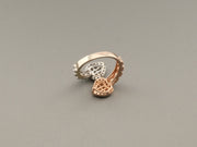 14K Gold Rose White Baguette Diamonds Hearts Ring, alternate view 8