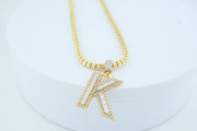 14K Gold K Letter CZ Pendant, alternate view 2
