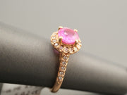 14K Gold Ruby Halo Diamonds Ring, alternate view 3