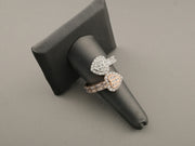 14K Gold Rose White Baguette Diamonds Hearts Ring, alternate view 6