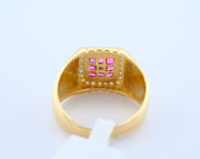 14K Yellow Gold Rubies Diamonds Ring, alternate view 4