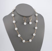 14K Gold Strass Crystal Ball Necklace and Earrings Set