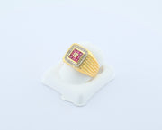 14K Yellow Gold Rubies Diamonds Ring, alternate view 2