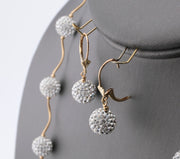 14K Gold Strass Crystal Ball Necklace and Earrings Set, alternate view 2