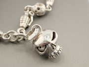 Sterling Silver Skull Necklace Waist Belt Chain, alternate view 4