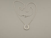 14K White Gold Horseshoe CZ Necklace, alternate view 6