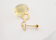 18K Gold Brown Yellow Glass Dangle Earrings, alternate view 3