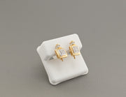 14K Yellow Gold Diamonds Square Earrings, alternate view 2