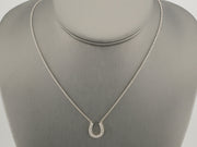14K White Gold Horseshoe CZ Necklace