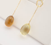 18K Gold Brown Yellow Glass Dangle Earrings, alternate view 4