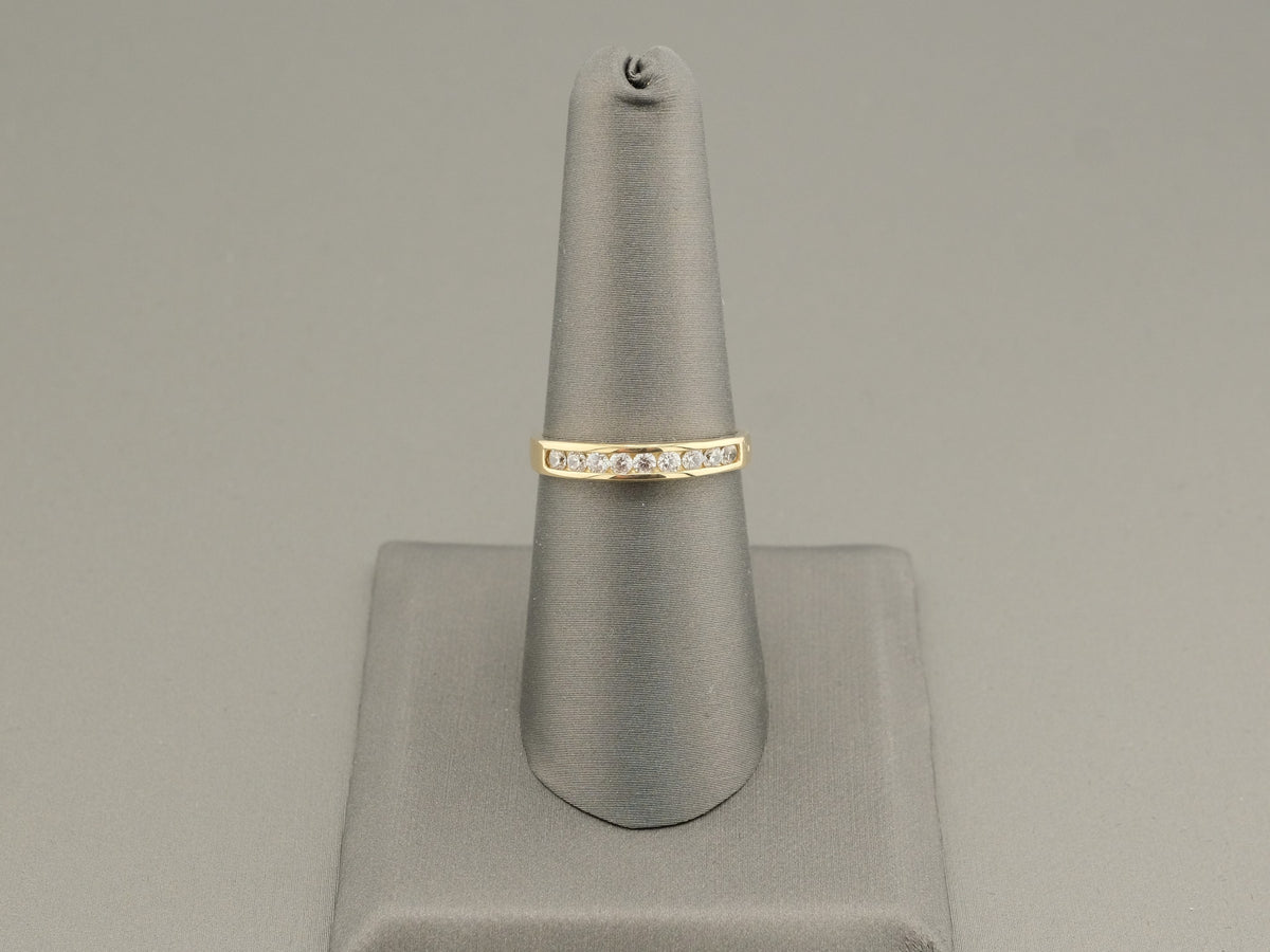 14K Gold CZ Wedding Band Ring