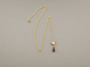 14K Gold Pearl and Purple Gem Necklace, alternate view 3
