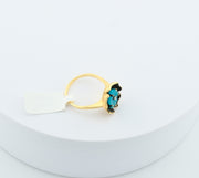 14K Gold Turquoise Carved Flower Diamond Ring, alternate view 4