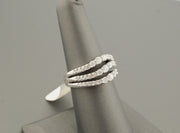 14K White Gold Wavy 2 Row Diamond Ring, alternate view 2