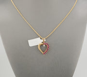 14K Gold Diamond and Rubies Heart Pendant
