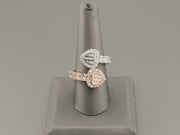 14K Gold Rose White Baguette Diamonds Hearts Ring, alternate view 5