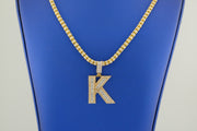 14K Gold K Letter CZ Pendant