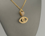 14K Gold CZ Eye Pendant, alternate view 2