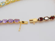14K Gold Multicolor Gemstones Rainbow Tennis Bracelet, alternate view 6