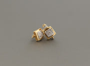 14K Yellow Gold Diamonds Square Earrings