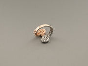 14K Gold Rose White Baguette Diamonds Hearts Ring, alternate view 7