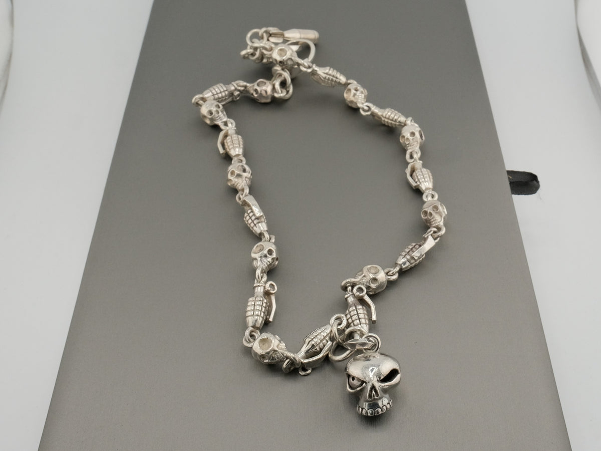 Sterling Silver Skull Necklace Waist Belt Chain
