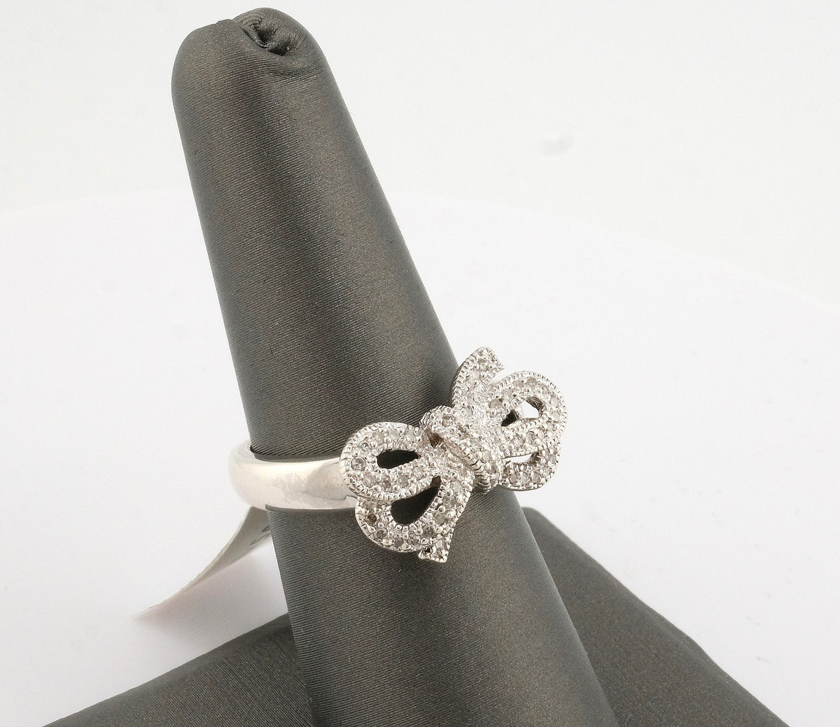 925 Silver with Diamonds Bow Ring