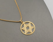14K Gold Jewish David Star Pendant, alternate view 2