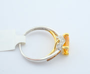 14K White Gold Square Citrine Diamonds Ring, alternate view 3