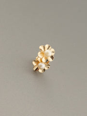 14K Gold Pearl Flower Studs Earrings, alternate view 5