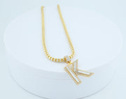 14K Gold K Letter CZ Pendant, alternate view 5