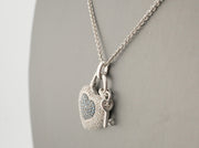 925 Silver and Diamonds Heart Key Necklace, alternate view 8