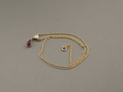 14K Gold Pearl and Purple Gem Necklace, alternate view 7
