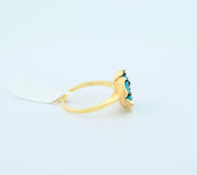 14K Gold Turquoise Carved Flower Diamond Ring, alternate view 7