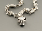 Sterling Silver Skull Necklace Waist Belt Chain, alternate view 2