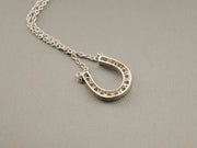 14K White Gold Horseshoe CZ Necklace, alternate view 7