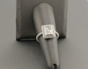 14K White Gold Rectangular Diamond Ring, alternate view 2