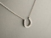 14K White Gold Horseshoe CZ Necklace, alternate view 8