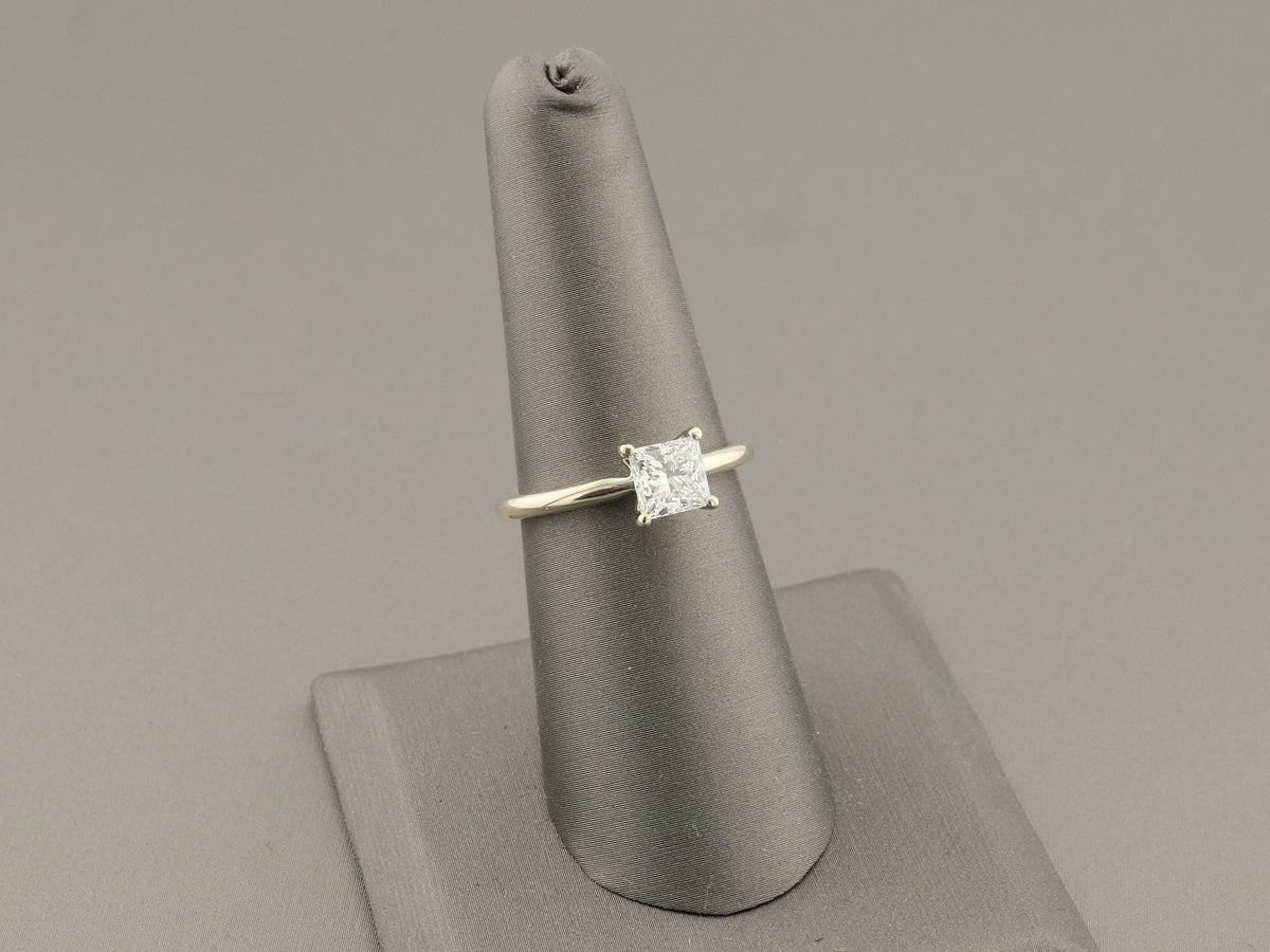 14K White Gold 1ct Lab Grown Princess Cut Diamond Ring
