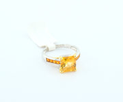 14K White Gold Square Citrine Diamonds Ring, alternate view 6