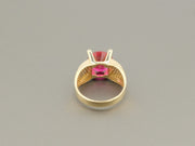14K Yellow Gold Ruby CZ Ring, alternate view 8