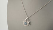 925 Silver and Diamonds Heart Key Necklace