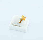 14K White Gold Square Citrine Diamonds Ring, alternate view 2