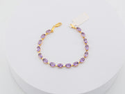14K Gold Purple Amethyst Gemstones Bracelet