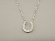 14K White Gold Horseshoe CZ Necklace, alternate view 4