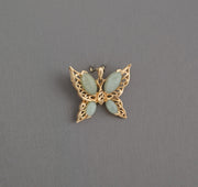 14K Gold China Jade Butterfly Pendant