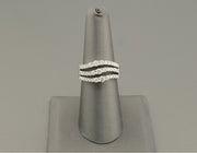 14K White Gold Wavy 2 Row Diamond Ring
