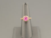 14K Gold Ruby Halo Diamonds Ring