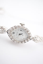 Ladies Mid Century Hamilton 14K White Gold & Diamond Manual Wind Cocktail Watch, alternate view 4